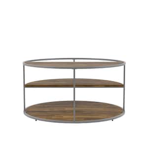 Henvale 35.38 in. Gray Round Wood Coffee Table