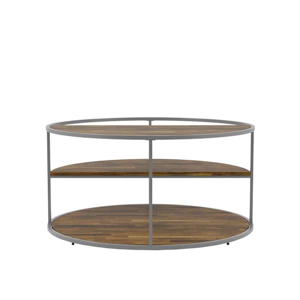 Furniture of America Henvale 35.38 in. Gray Round Wood Coffee Table