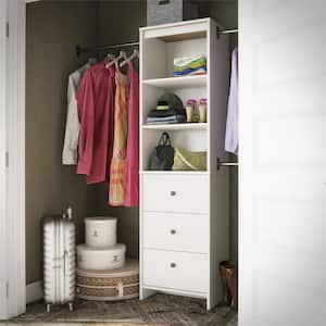 73.07 in. W x 89.1 in. W White Wall Mount Adjustable Engineered Wood Closet System with 3 Clothing Rods