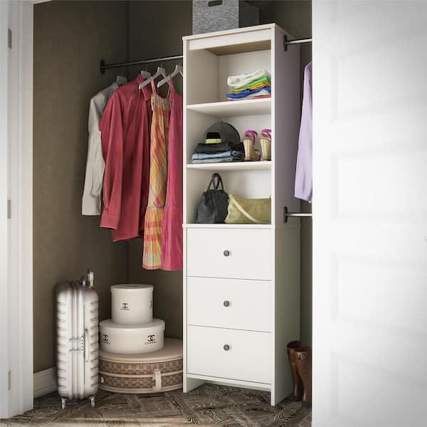 73.07 in. W x 89.1 in. W White Wall Mount Adjustable Engineered Wood Closet System with 3 Clothing Rods