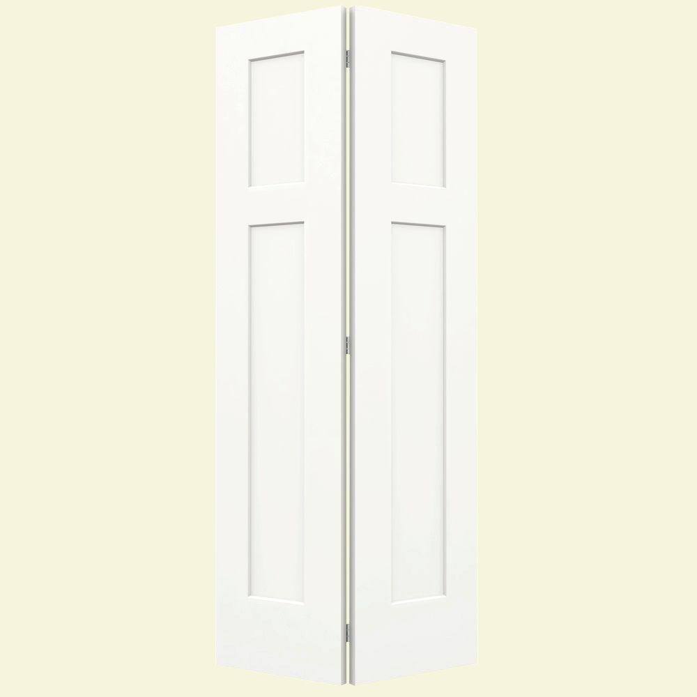 Modest white accordion closet doors Jeld Wen 36 In X 80 Craftsman White Painted Smooth Molded Composite Mdf Closet Bi Fold Door Thdjw160200109 The Home Depot