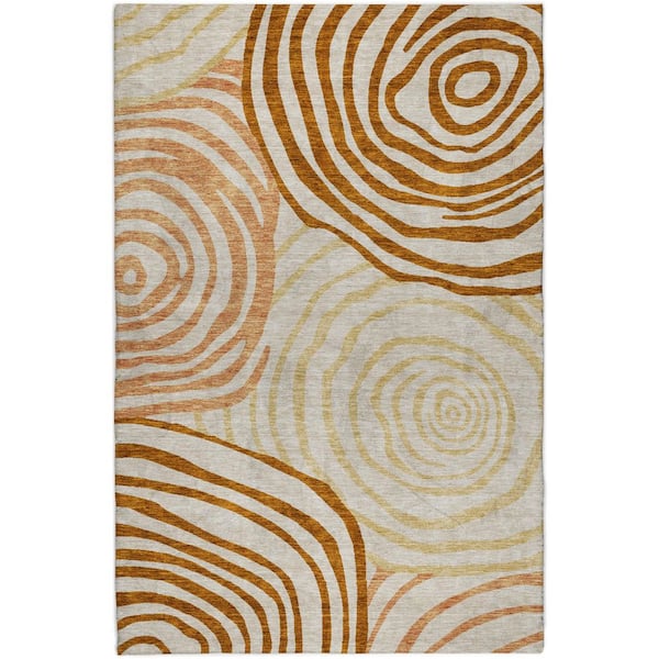 Dream Shag Premium Machine Washable Abstract ADS765 Terracotta 9 ft. x 12 ft. Area Rug