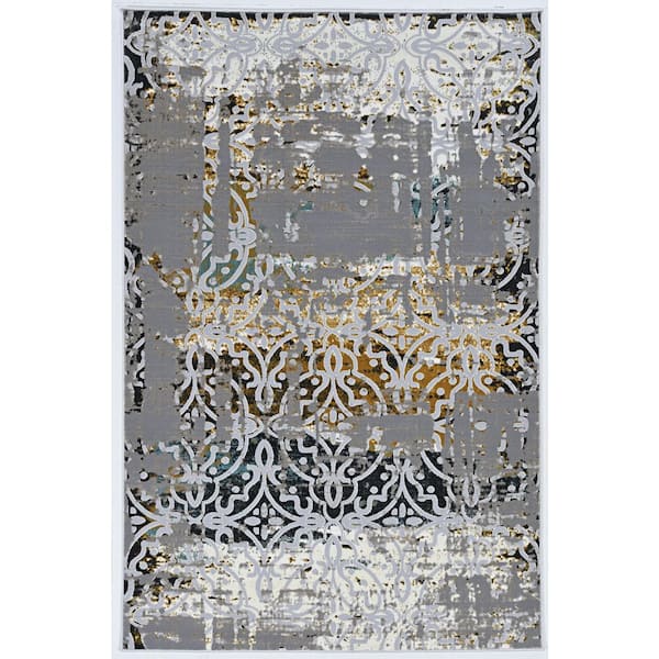 Elixir Gray 8 ft. x 10 ft. Contemporary Loomed Abstract Polyester Rectangle Indoor Area Rug
