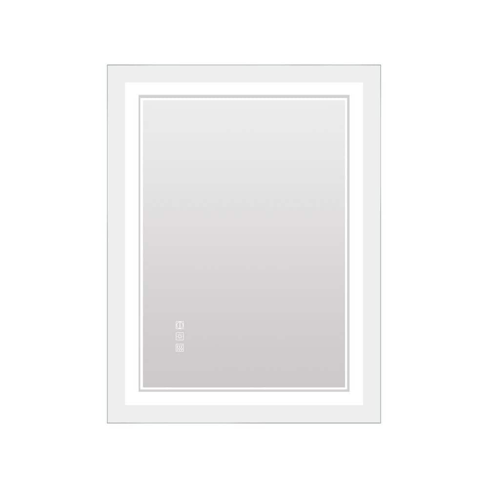 40 in. W x 24 in. H LED Lighted Rectangular Frameless Wall Mirror Bathroom 