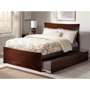 Metro Full Platform Bed with Matching Foot Board with Full Size Urban Trundle Bed in Walnut