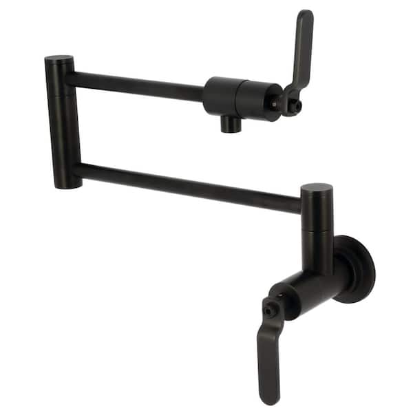 Kingston Brass Whitaker Wall Mount Pot Filler Faucet in Matte Black