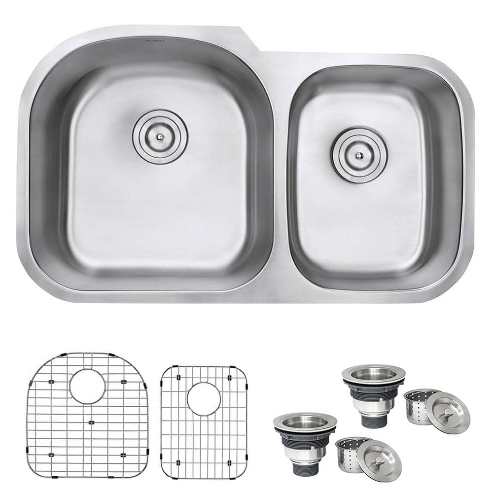 Ruvati 34-Inch Stainless Steel Double Bowl Undermount Kitchen Sink