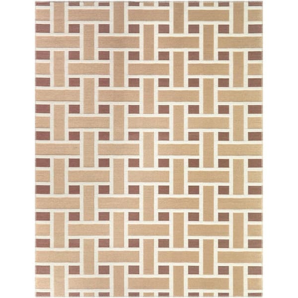 Ayala Coral 5 ft. 3 in. x 7 ft. Modern Geometric Indoor/Outdoor Area Rug