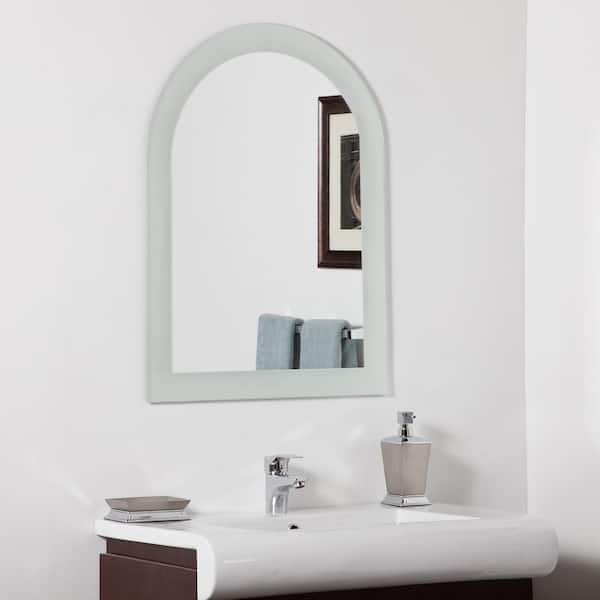 Decor Wonderland 32 in. H x 24 in. W Serenity Modern Frameless Bathroom Mirror with Dual Mounting Brackets