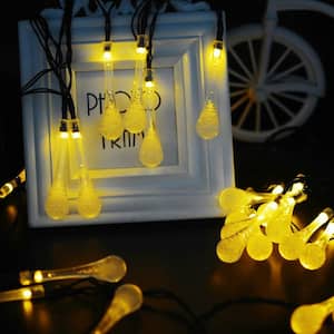 Outdoor 20 ft. Solar Novelty Bulb 30 LED String Light Warm White with Water Resistance Garden Patio Fence