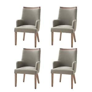 Borchard Grey Farmhouse Solid Wood Upholstered Dining Chair Set of 4