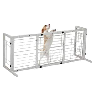 38 in. to 71 in. W Adjustable Pet Gate, Solid Wood Dog Fence for Doorway, Stairs