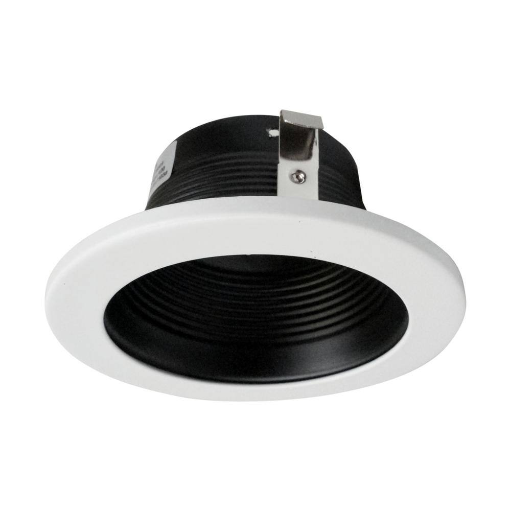 4-Inch Black and White Aluminum Recessed Baffle Trim