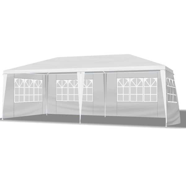 10 ft. x 20 ft. Outdoor Party Tent with 4 Removable Sidewalls, Waterproof Canopy Patio Wedding Gazebo, White