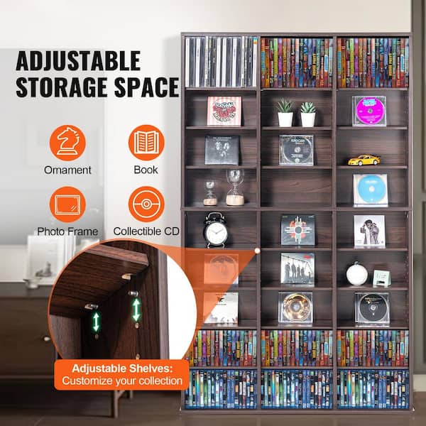 SKYSHALO Media Storage Cabinet, 9-layer DVD Shelf Holds up to 756