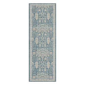 Ameila Forest Blue 2 ft. x 6 ft. Machine Washable Runner Rug