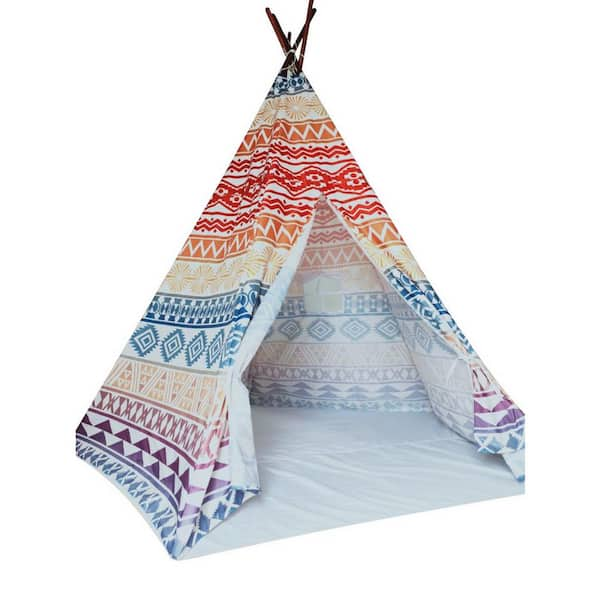 Ejoy 8 ft. Tall Super Large Natural Cotton Canvas Teepee Tent for Kids Indoor and Outdoor Playing Teepee 8FtSuperLarge IndianRed The Home Depot