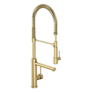 Single-Handle Spring Sprayer Kitchen Faucet and Pot Filler in Matte Gold