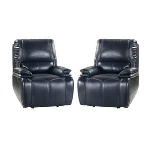 Alina Navy Genuine Leather Power Recliner with USB Port (Set of 2)