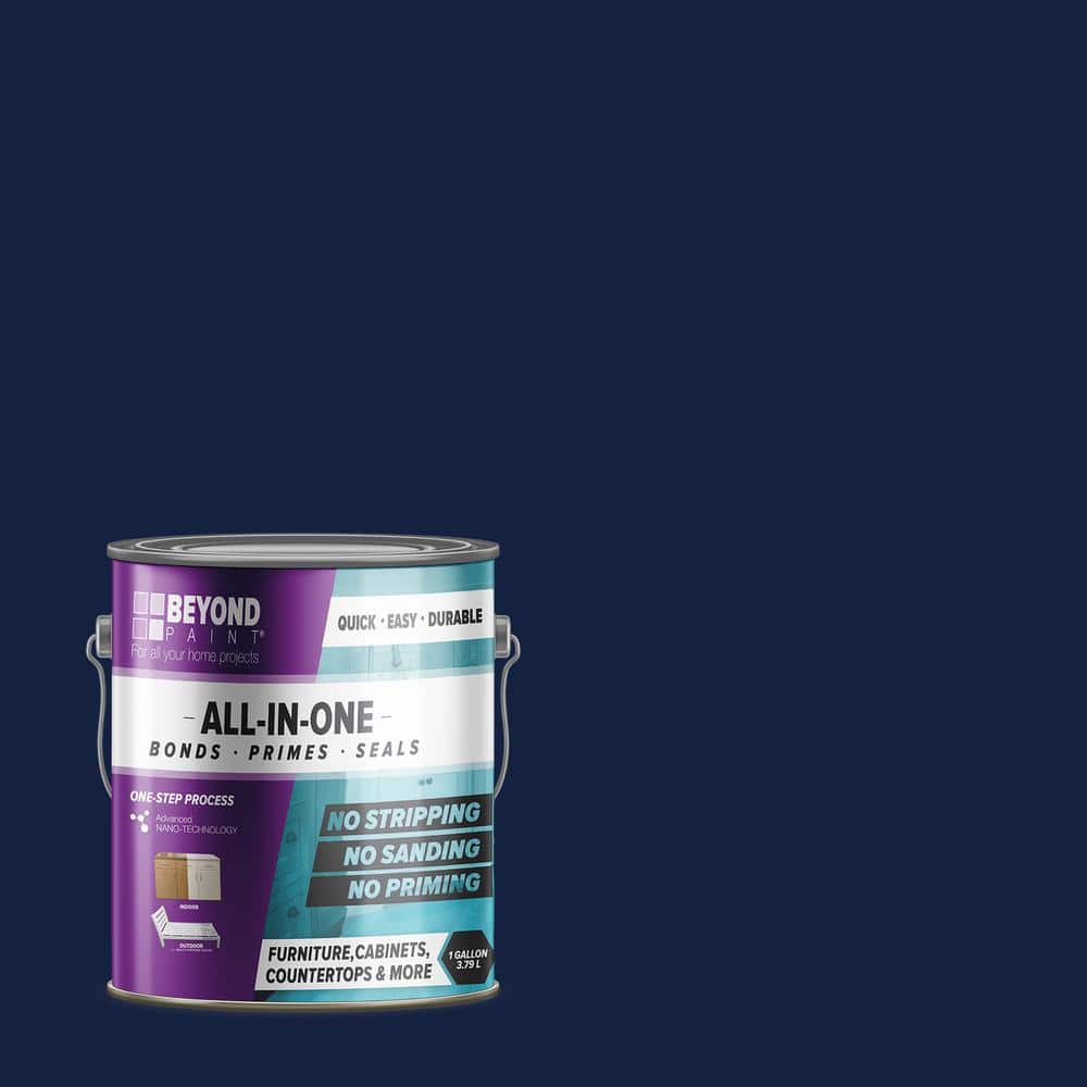 ALL-IN-ONE Paint, Polo (Dark Navy), 128 Fl Oz Gallon. Durable cabinet and  furniture paint. Built in primer and top coat, no sanding needed. 