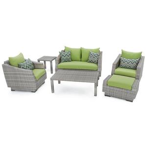 Cannes 6-Piece Loveseat Patio Deep Seating Set with Ginkgo Green Cushions