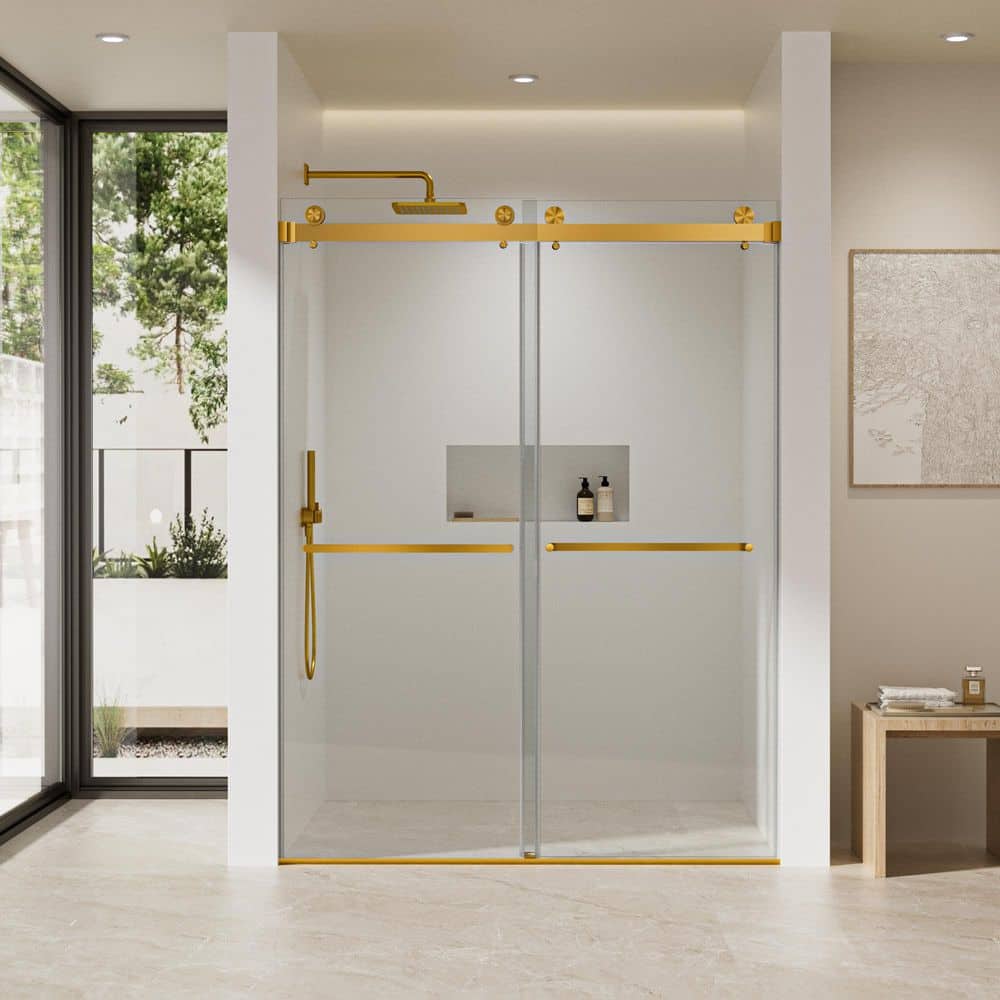 mortix 56-60 in. W x 72 in. H Double Sliding Frameless Shower Door