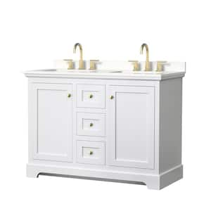 Avery 48 in. W x 22 in. D x 35 in. H Double Bath Vanity in White with White Quartz Top