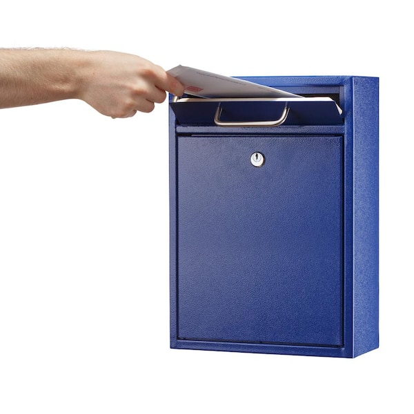 Large Steel Ultimate Drop Box Wall Mounted Drop Box Mailbox, Blue