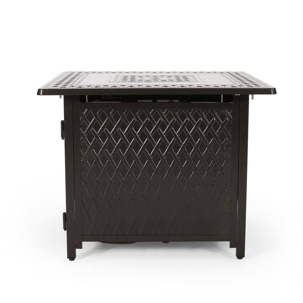 Hammered Bronze Square Aluminum Gas Fire Pit Table