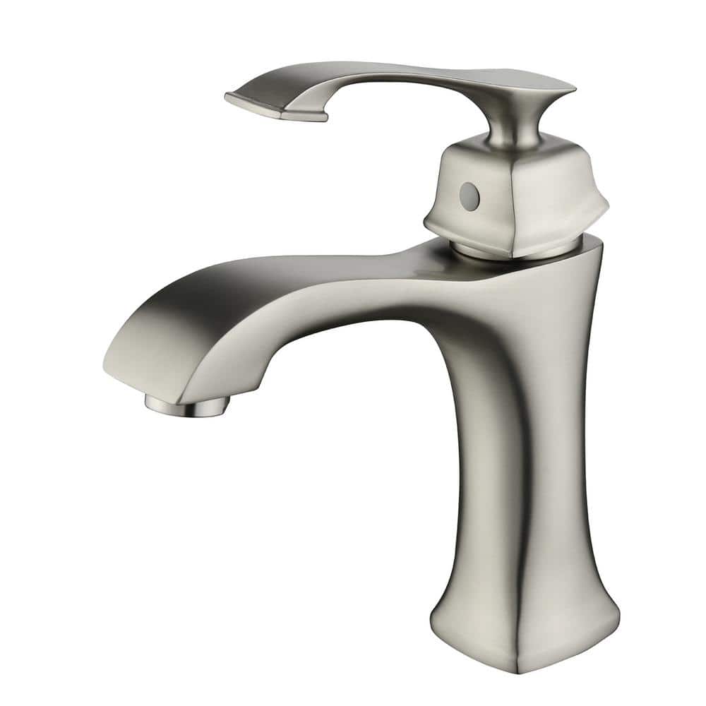 Single Handle Single Hole Bathroom Faucet in Brushed Nickel