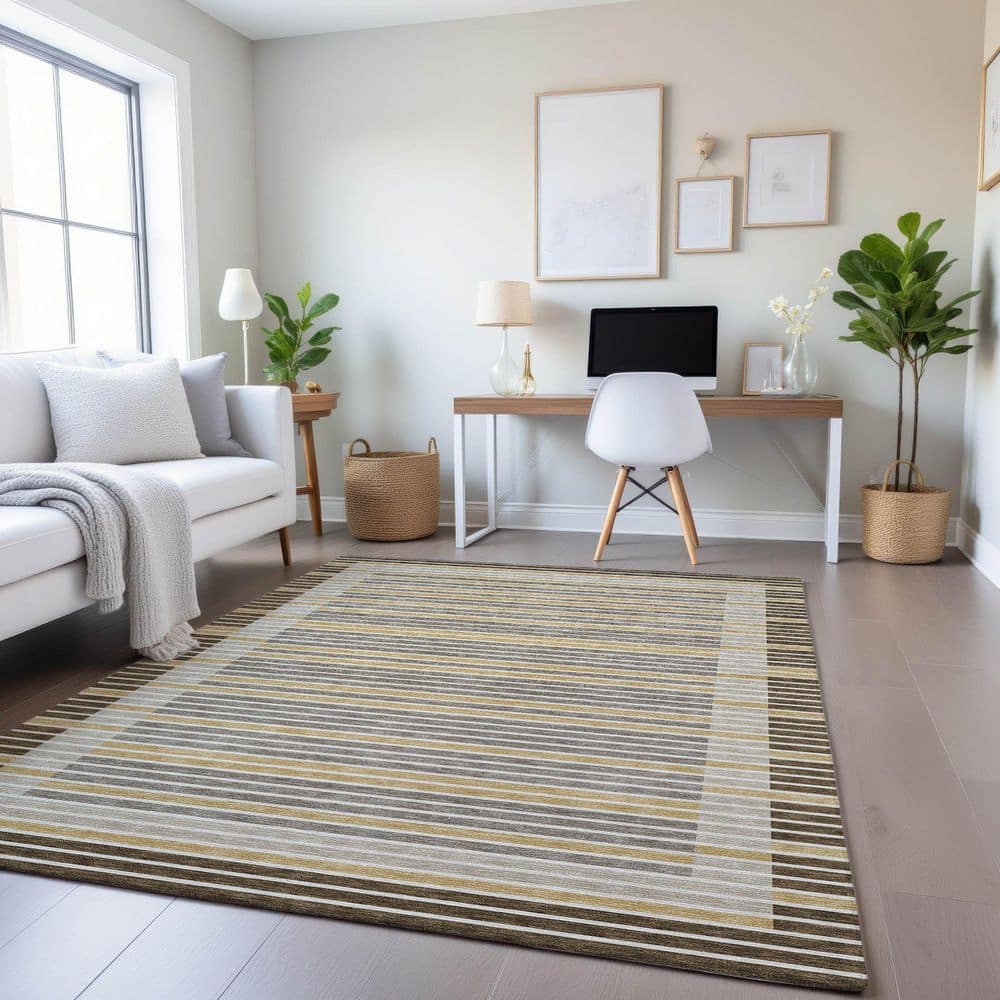 Mayfield Premium Machine Washable Abstract AMF1398 Brown 3 ft. x 5 ft. Area Rug price history on PriceWatchPro