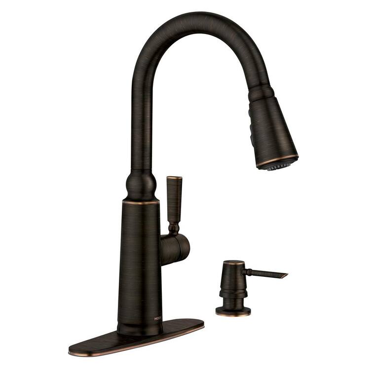 MOEN Coretta Single-Handle Pull-Down Sprayer Kitchen Faucet with Reflex and Power Boost in Mediterranean Bronze