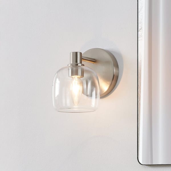 Valentina 5-in. 1-light Brushed Nickel Vanity Light with Clear Glass Shade