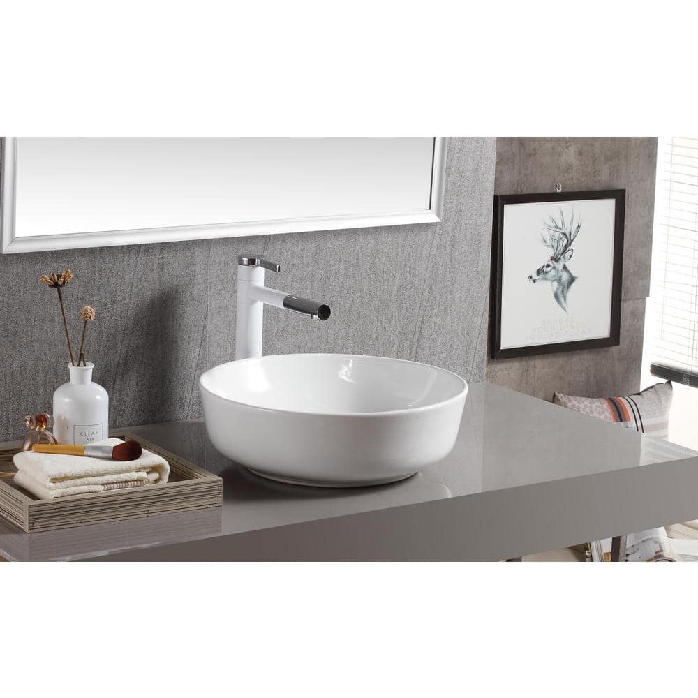 Elanti 16.5'' White Ceramic Round Bathroom Sink