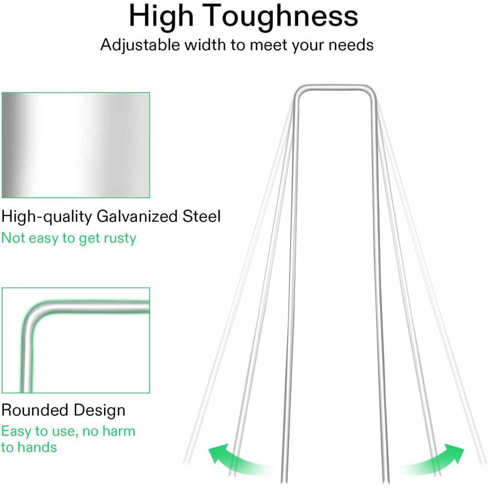 6 Inch Galvanized Steel U-Shaped Garden Stakes, 100-Pack