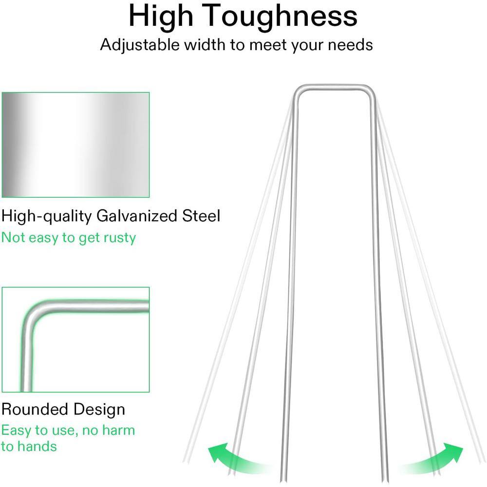 6 Inch Galvanized Steel U-Shaped Garden Stakes, 100-Pack