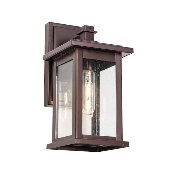 Jushua 1-Light Oil Rubbed Bronze Not Motion Sensing Outdoor Hardwired Wall Lantern Sconce (Bulb Not Included)