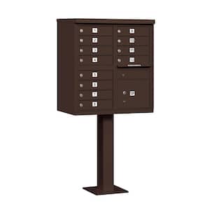 Bronze USPS Access Cluster Box Unit with 12 A Size Doors and Pedestal