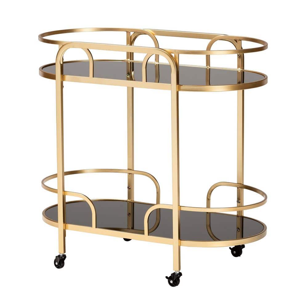 Baxton Studio Leighton Gold Wine Cart 22112525HD The Home Depot