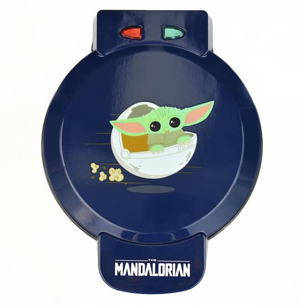 Uncanny Brands Mandalorian 600W Single Waffle Maker Blue Star Wars Belgian Waffle Iron