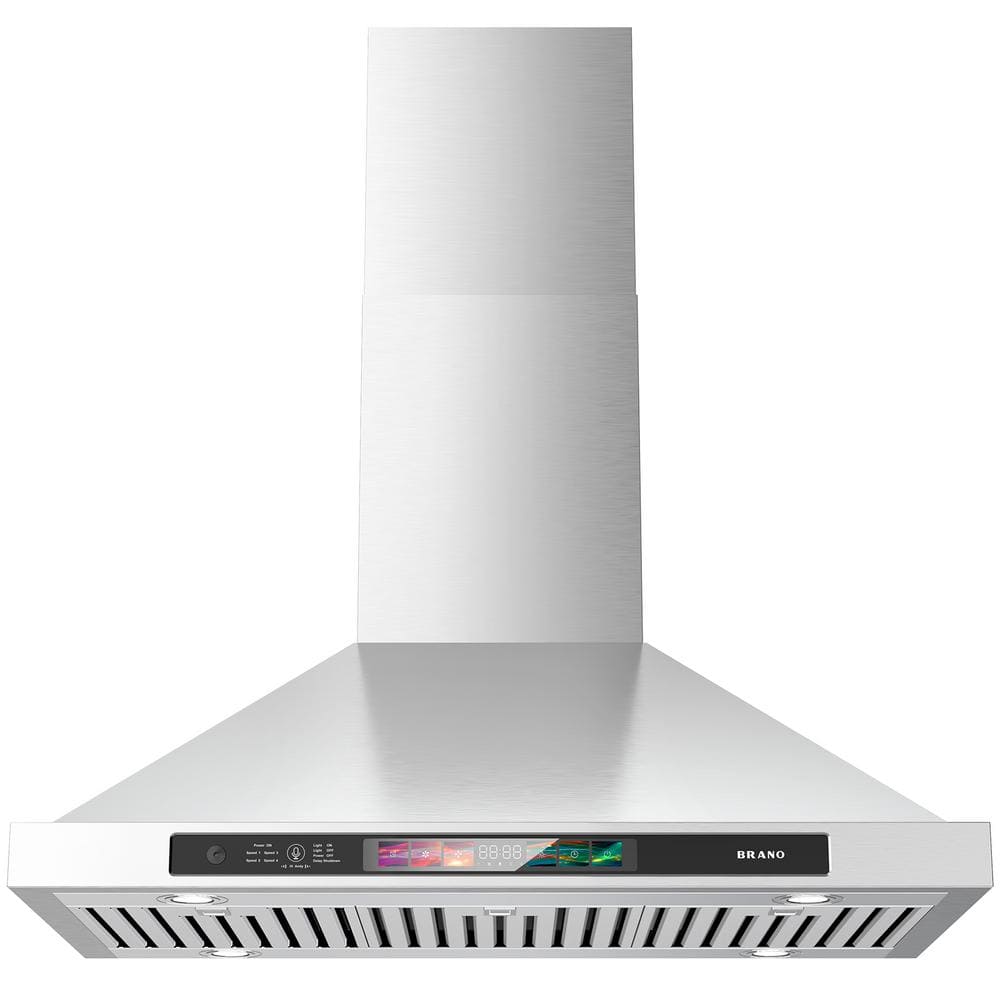 36 in. 900 CFM Ducted Wall Mounted Range Hood in Stainless Steel with Charcoal Filter and LED Lights