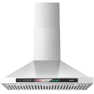 30 in. Convertible Wall Mounted Range Hood in Stainless Steel with 4 Speeds Exhaust Fan, Voice/Gesture/Touch Control