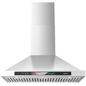 36 in. Convertible Wall Mounted Range Hood in Stainless Steel with 4 Speeds Exhaust Fan, Voice/Gesture/Touch Control