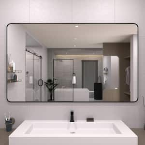 60 in. W x 36 in. H Rectangular Framed Wall Bathroom Vanity Mirror in Matte Black