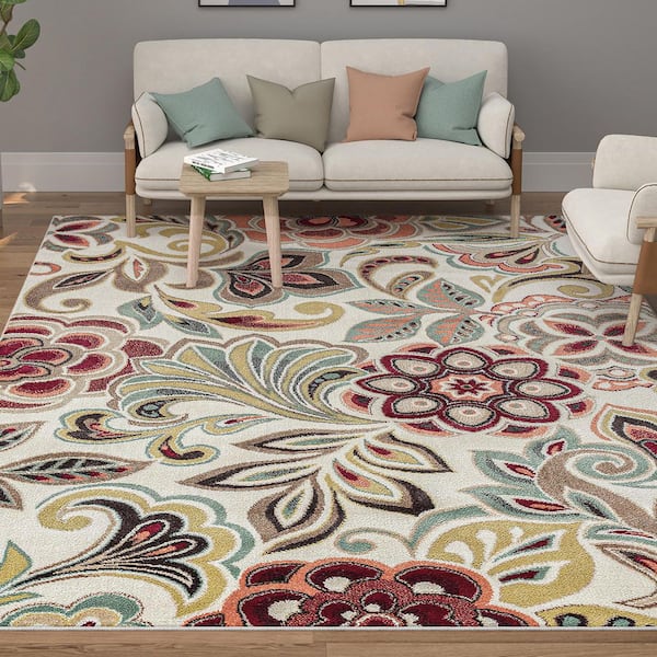 Deco Abstract Ivory 8 ft. x 10 ft. Indoor Area Rug