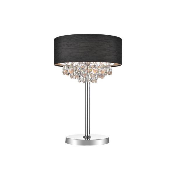 chrome table lamp with black shade