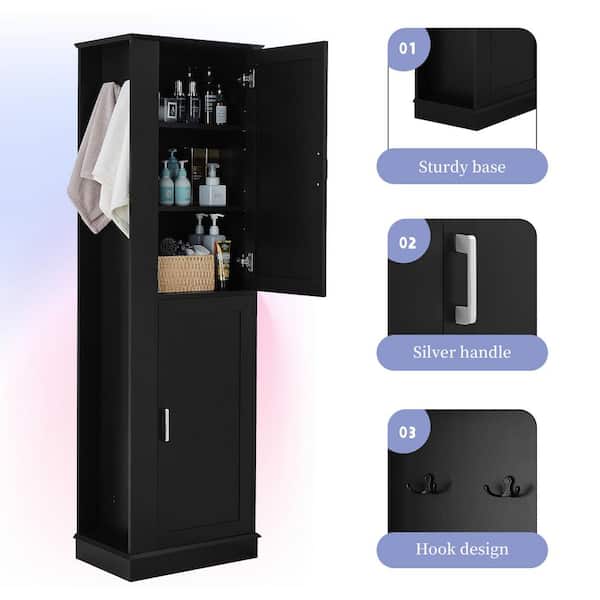 Harper & Bright Designs Black 68 in. H Storage Cabinet with Two