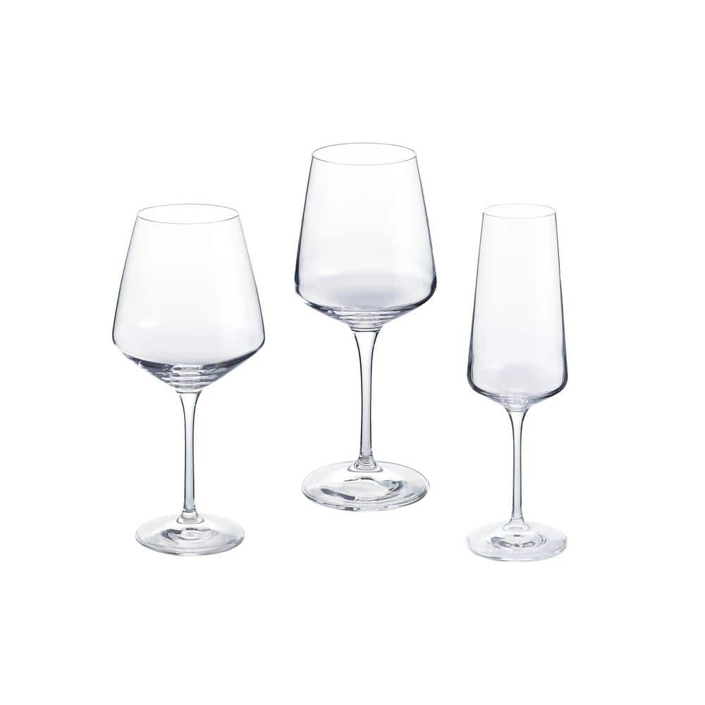 Stemmed Wine Glasses Set of 6 11.25 oz Gold Decorated Wine Drinking Glasses 