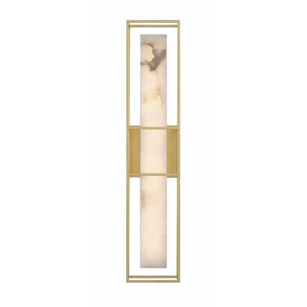 Eurofase Blakley 5 in. 1-Light Gold Integrated LED Wall Sconce with White Alabaster Shade
