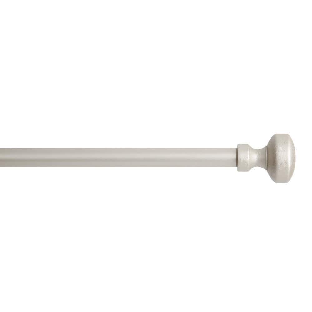 TOWN & COUNTRY LIVING Modern Rounded Cap 36 in.-72 in. Matte Silver Single Curtain Rod